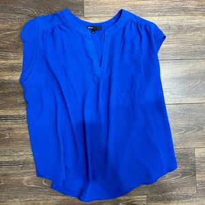 Royal Blue Gibson Sleeveless Blouse-2X. Super flattering neckline!